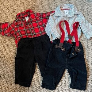2 carters holiday outfits gently used size 3M